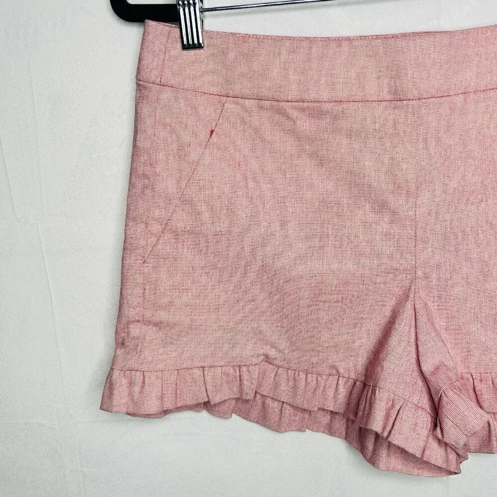 LOFT Pink Chino Shorts Size 2 (30x3.5) Ruffle Hem Flat Front Casual Mid-Rise NWT